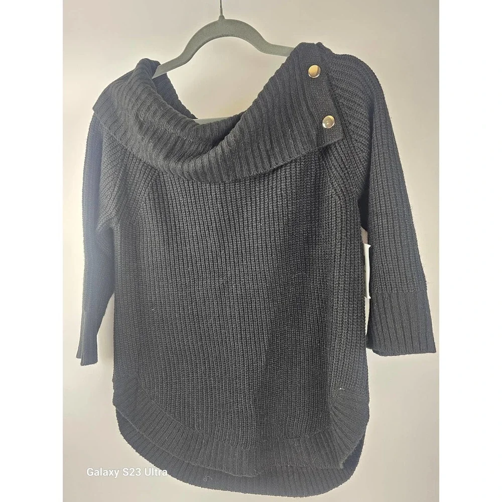 Women's szSP, Oversized fold down neck, black, 89th and Madison, NWT - Picture 2 of 8